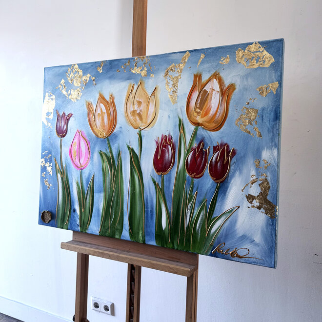 Schilderij - 70x100 cm - Rick Triest  - Contemporary tulip composition #3