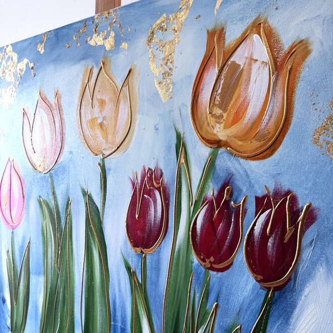 Painting  - 70x100 cm - Rick Triest  - Contemporary tulip composition #3