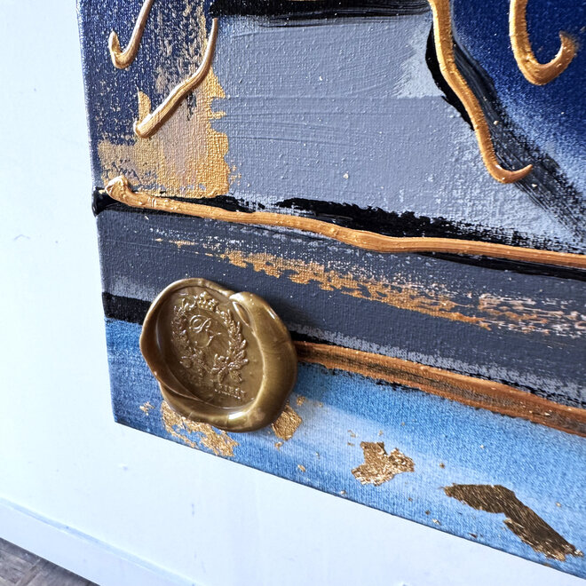 Painting- 80x120x4,5 cm - Rick Triest - Amsterdamse grachtenhuizen met Delft blauw #1