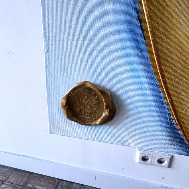 Schilderij -100x150 cm -Rick Triest - Tulpenmanie - XL delft tulp - Blue and gold - #5