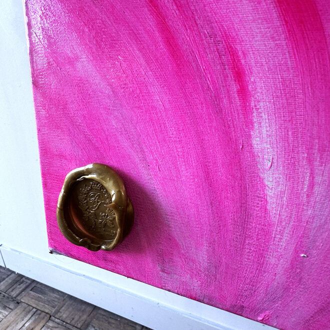 Schilderij -100x150 cm -Rick Triest - Tulpenmanie - XL delft tulp - Delft pink#1