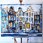 Painting- 120x150cm - Rick Triest - Amsterdam Prinsengracht - Blue & Gold #37