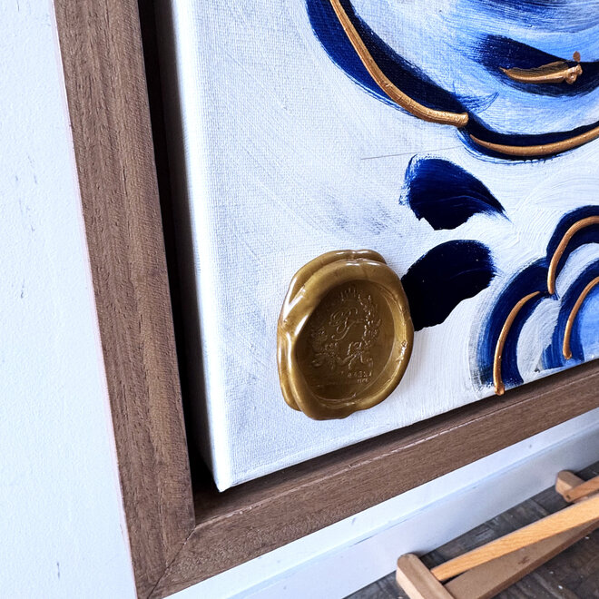 Schilderij- 120x150cm - Rick Triest - Delft Blauw - Rick's Mickey with Dutch flowers XL #1