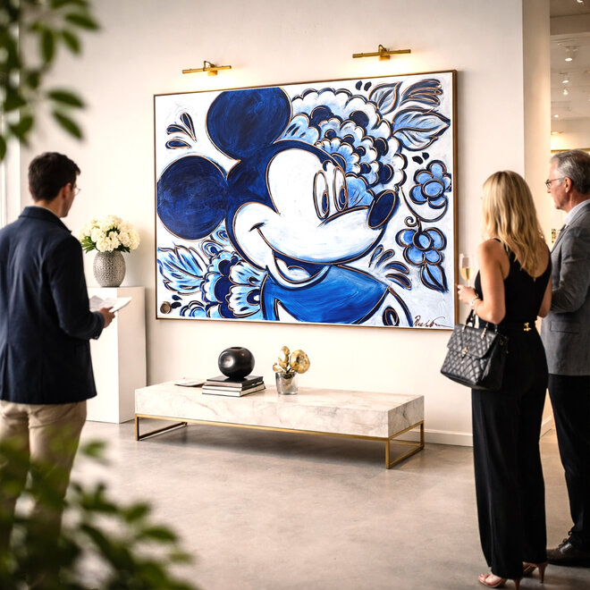 Painting- 120x150cm - Rick Triest - Delft Blauw - Rick's Mickey with Dutch flowers XL #1
