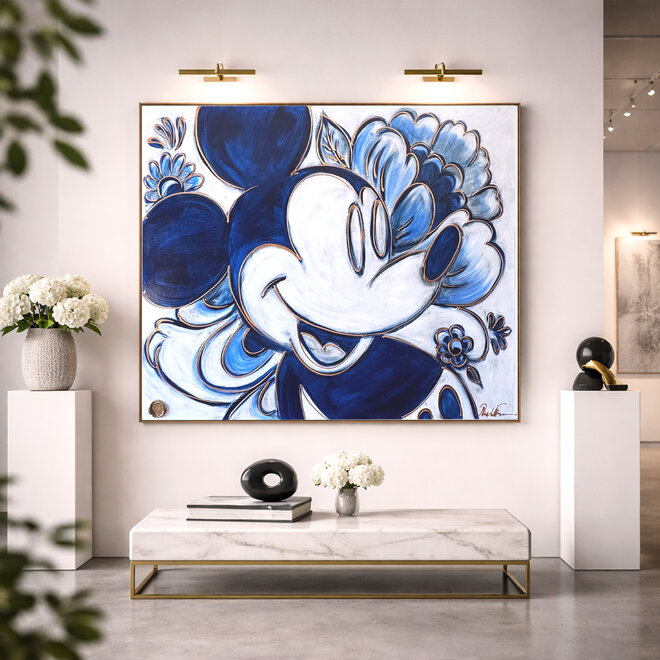 Painting- 120x150cm - Rick Triest - Delft Blauw - Rick's Mickey with Dutch flowers XL #2