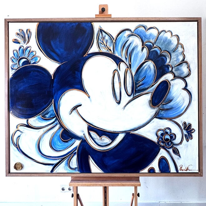 Painting- 120x150cm - Delft Blauw - Rick's Mickey with Dutch flowers XL #2