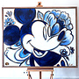 Schilderij- 120x150cm - Rick Triest - Delft Blauw - Rick's Mickey with Dutch flowers XL #2