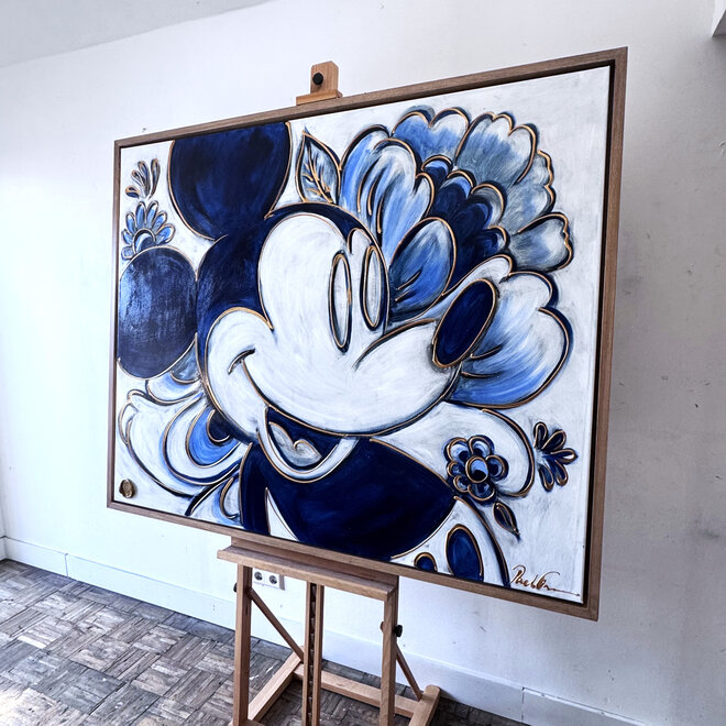 Painting- 120x150cm - Rick Triest - Delft Blauw - Rick's Mickey with Dutch flowers XL #2