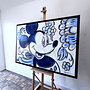 Painting- 100x150cm - Rick Triest - Delft Blauw - Rick's Mickey with Dutch flowers XL #3