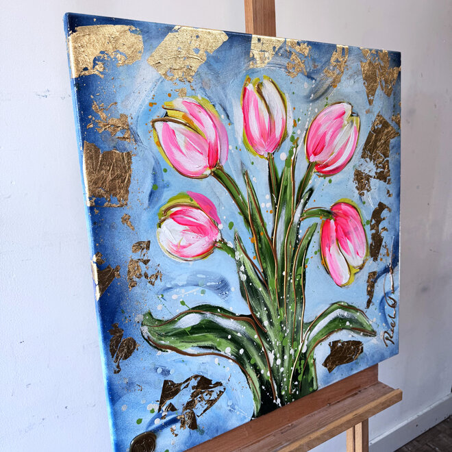 Painting- 70x70 cm  - Rick Triest - Tulp mania # 17