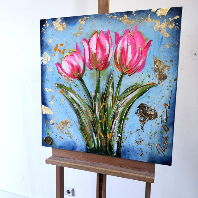 Schilderij-70x70 cm  - Rick Triest - Tulp mania # 14