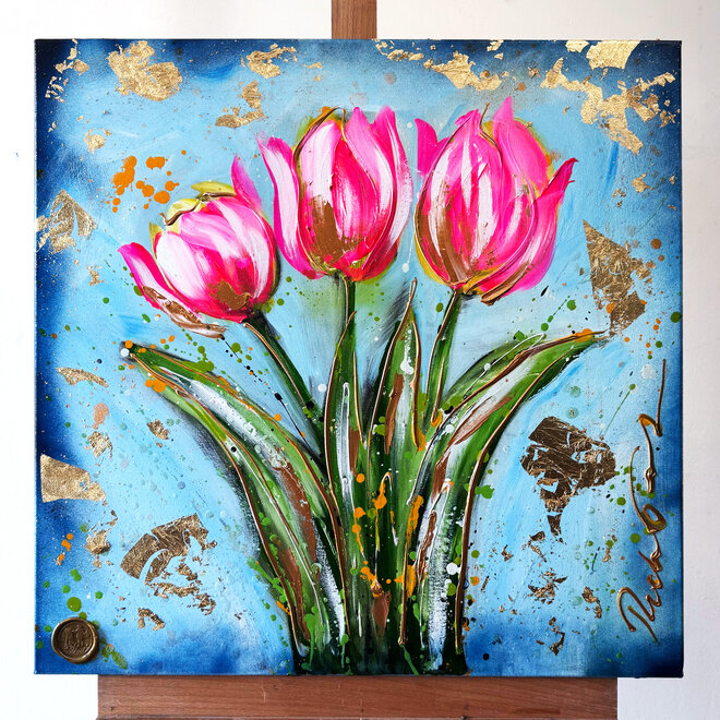 Schilderij-70x70 cm  - Rick Triest - Tulp mania # 14