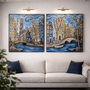 Painting-  120x300cm - Amsterdam Prinsengracht by night - Tweeluik