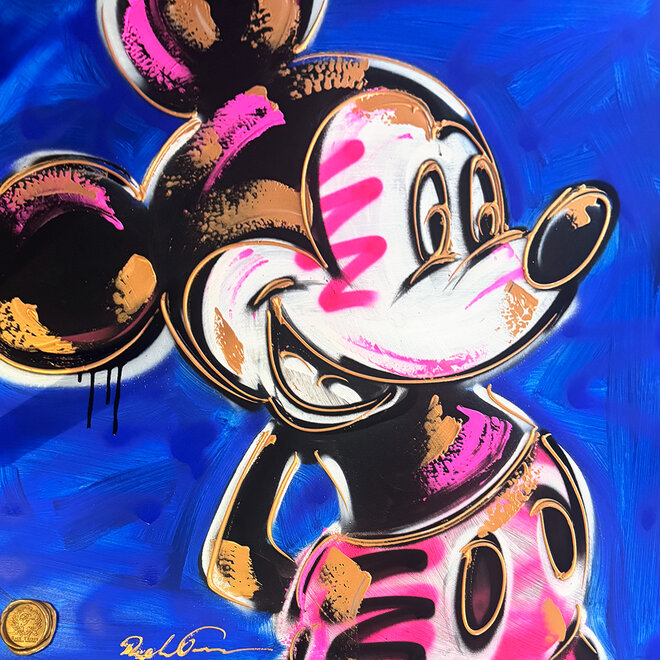 Painting- 80x80 cm - POP ART - Colorful composition -  Mickey Blue and gold #1