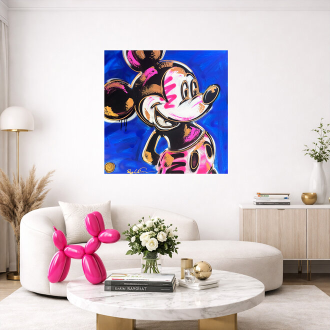 Painting- 80x80 cm - Rick Triest - POP ART - Colorful composition - Mickey Blue and gold #1