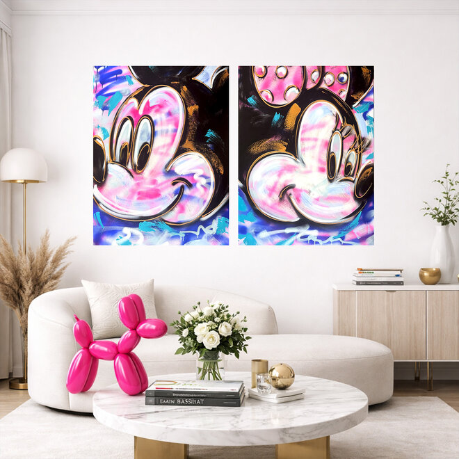 Schilderij - 80x120 cm - Rick Triest - POP ART - Colorful composition - Mickey #6