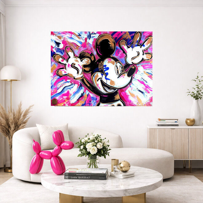 Schilderij - 80x120 cm - Rick Triest - POP ART - Colorful composition - Mickey #1