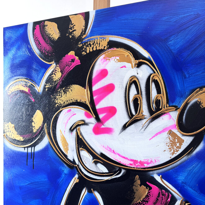 Schilderij - 80x80 cm - Rick Triest - POP ART - Colorful composition - Mickey Blue and gold #1