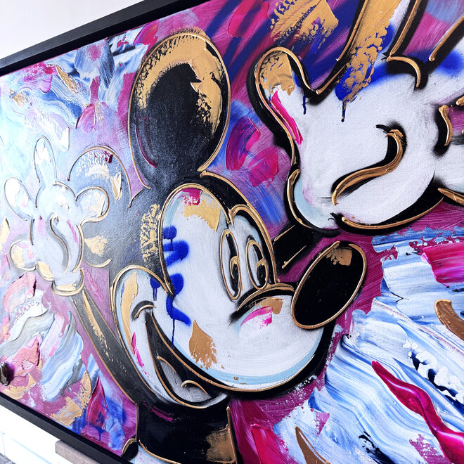 Schilderij - 80x120 cm - Rick Triest - POP ART - Colorful composition - Mickey #1