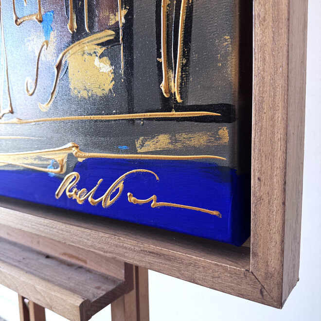 Schilderij- 80x80 cm - Rick Triest - Amsterdam Herengracht -Cobalt - Yves Klein Blauw -4