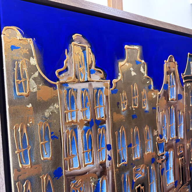Schilderij- 80x80 cm - Rick Triest - Amsterdam Herengracht -Cobalt - Yves Klein Blauw -4