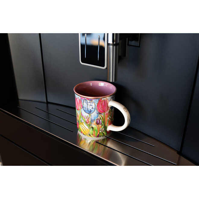 Designed by Rick Triest  TS Collection - Giftbox beker Dutch Beauty spring roze D13x9 H10 - 320 ml