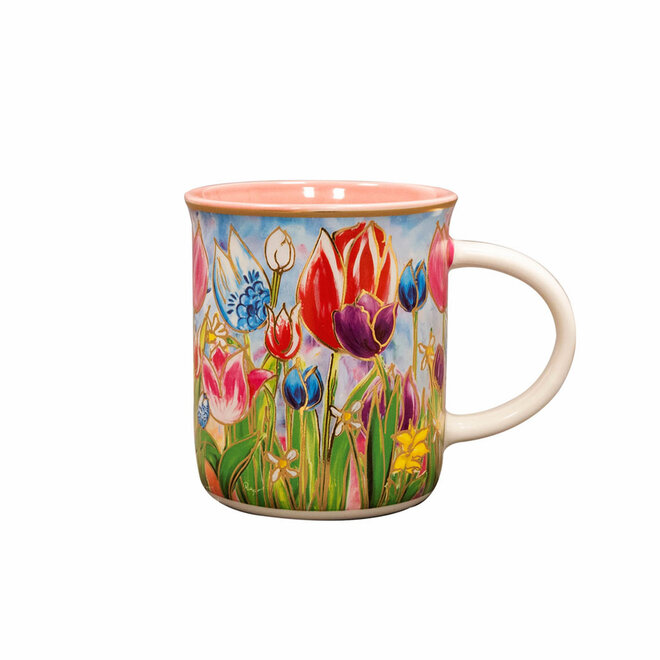 Designed by Rick Triest  TS Collection - Giftbox beker Dutch Beauty spring roze D13x9 H10 - 320 ml