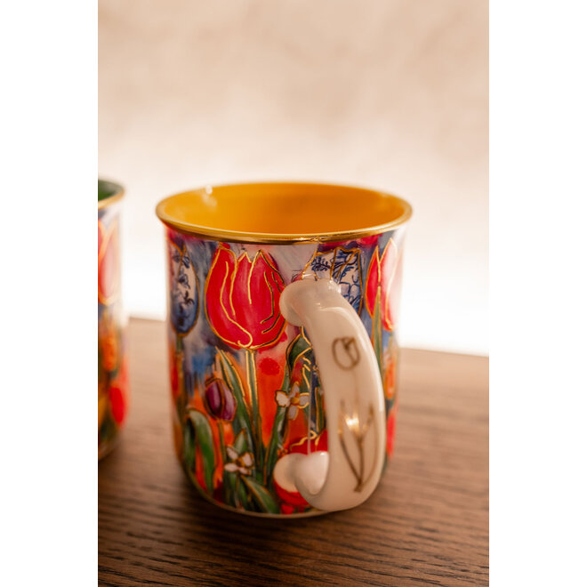 Designed by Rick Triest  TS Collection - Giftbox beker Dutch Beauty spring geel D13x9 H10 - 320 ml