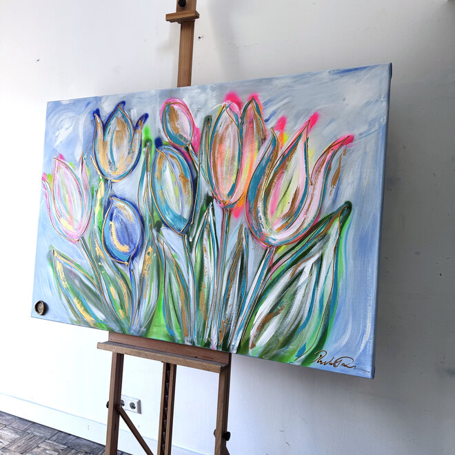 Schilderij - 100x150 cm - Rick Triest - Tulpenmanie - Hollandse tulpen #18