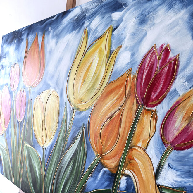 Schilderij - 100x150 cm - Rick Triest - Tulpenmanie - Hollandse tulpen #19