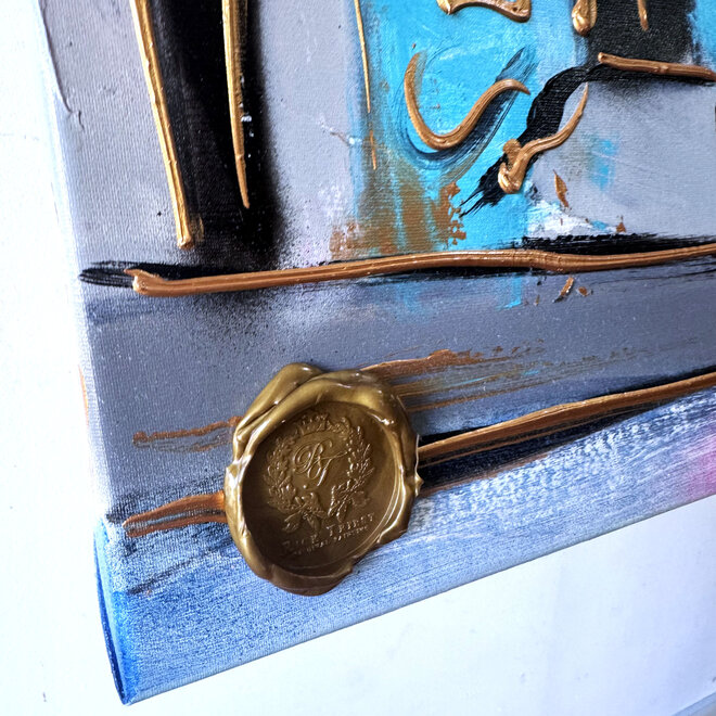 Painting- 100x150cm - Rick Triest - Amsterdam Prinsengracht -Blue & Gold #pink