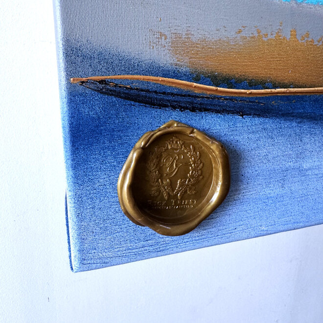 Painting- 100x150cm - Rick Triest - Amsterdam Prinsengracht -Blue & Gold #pink 2