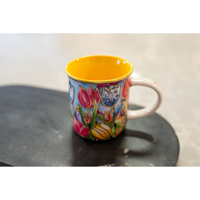 Designed by Rick Triest  TS Collection - Giftbox Sleeve beker Dutch Beauty spring geel D20x7 H8- 2x Lungo