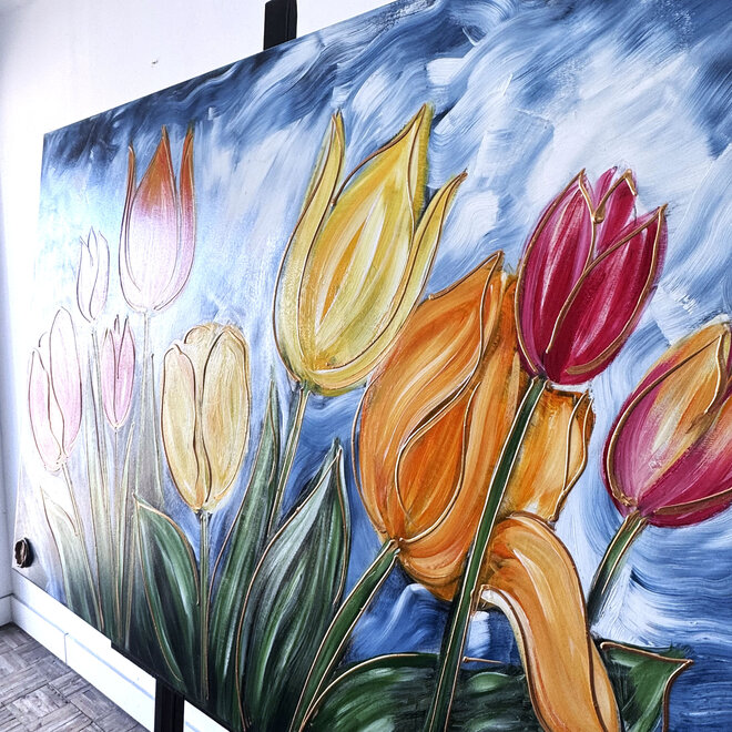 Schilderij - 100x150 cm - Rick Triest - Tulpenmanie - Hollandse tulpen #19