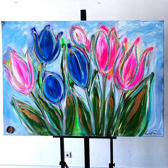 Schilderij - 100x150 cm - Tulpenmanie - Hollandse tulpen #18