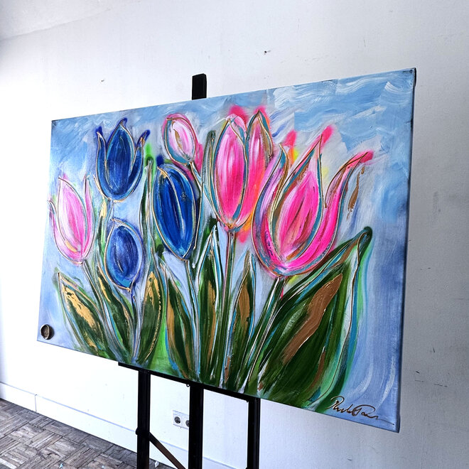 Schilderij - 100x150 cm - Rick Triest - Tulpenmanie - Hollandse tulpen #18