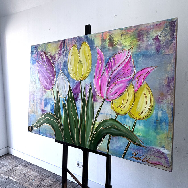 Schilderij - 100x150 cm - Rick Triest - Tulpenmanie - Hollandse tulpen #20