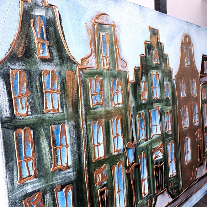 Painting- 80x120x4,5 cm - Rick Triest - Amsterdam Herengracht - Blue & Gold #152