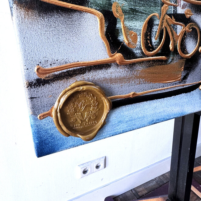 Painting- 80x120x4,5 cm - Rick Triest - Amsterdam Herengracht - Blue & Gold #152