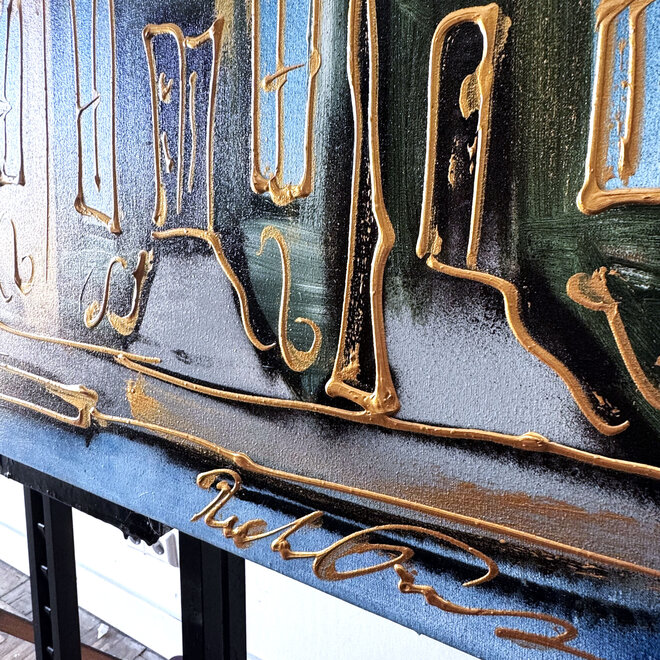 Painting- 80x120x4,5 cm - Rick Triest - Amsterdam Herengracht - Blue & Gold #153