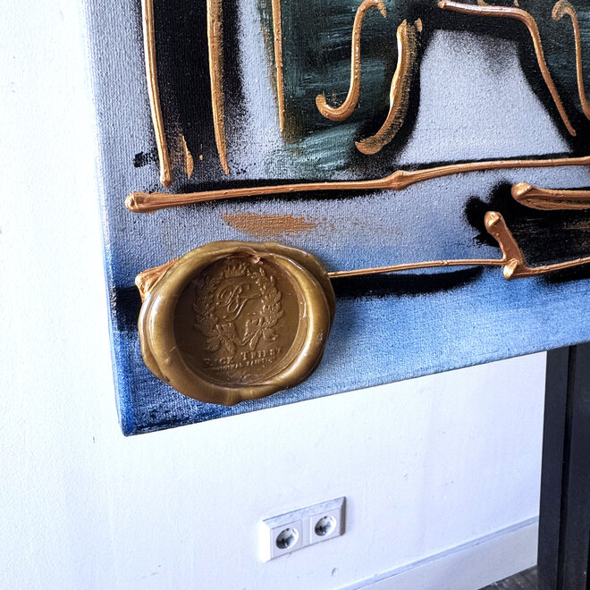 Painting- 80x120x4,5 cm - Rick Triest - Amsterdam Herengracht - Blue & Gold #153
