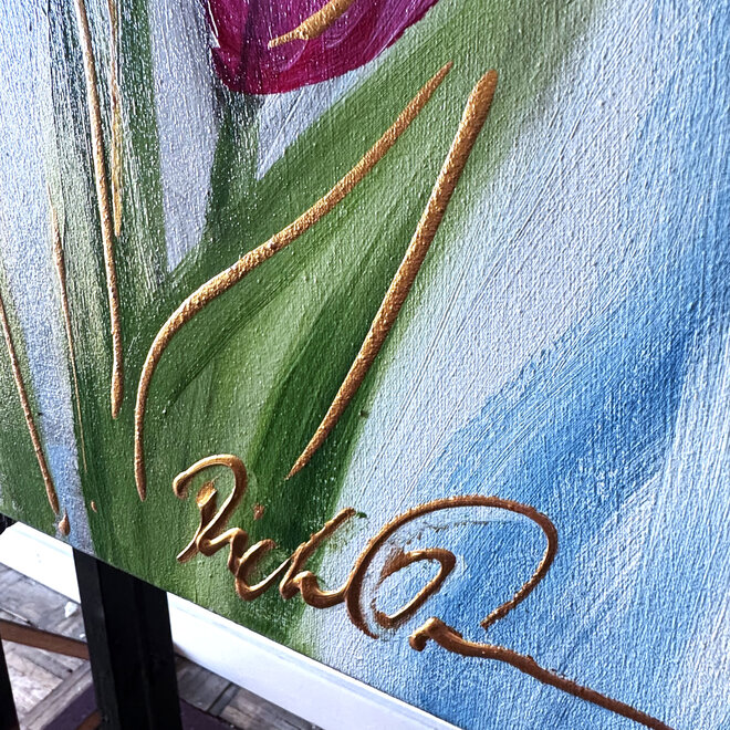 Painting  - 80x120 cm - Rick Triest -  Contemporary tulip composition #2