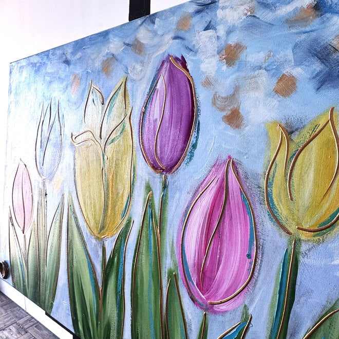 Painting  - 80x120 cm - Rick Triest -  Contemporary tulip composition #3