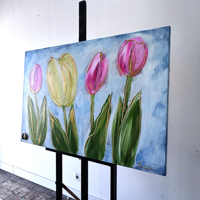 Painting  - 80x120 cm - Rick Triest -  Contemporary tulip composition #4