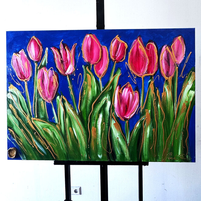 Schilderij - 80x120 cm - Rick Triest -  Contemporary tulip composition #5