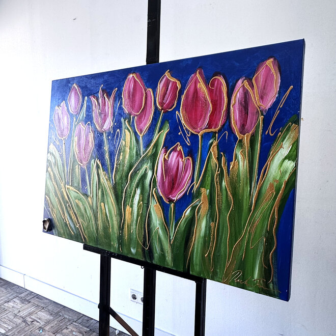 Schilderij - 80x120 cm - Rick Triest -  Contemporary tulip composition #5