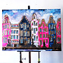 Schilderij- 100x150cm - Rick Triest - Amsterdam Herengracht -Blue & Gold #309