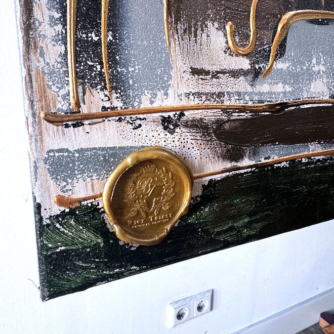 Painting- 100x150cm - Rick Triest - Amsterdam Herengracht -Blue & Gold  -green