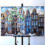 Painting- 100x150cm - Rick Triest - Amsterdam Herengracht -Sky Blue and Gold #1