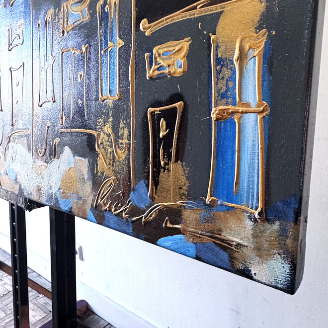 Schilderij- 100x150cm - Rick Triest - Amsterdam Herengracht -Sky Blue and Gold #1